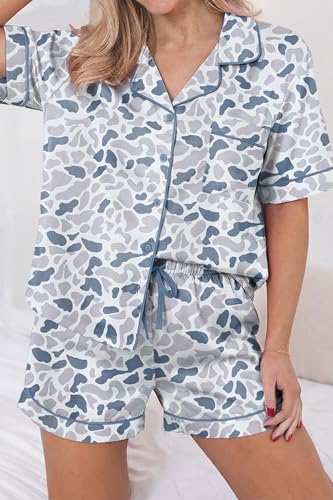 Image of KevaMolly Womens Floral Pajama Set 2026 Summer Flower Print Sleepwear with Notch Collar and Drawstring Shorts