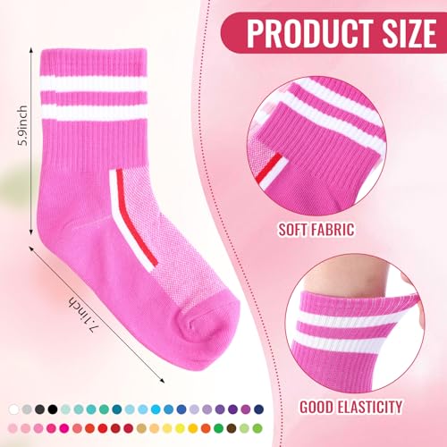 Geyoga 40 Pairs Women Cotton Athletic Crew Socks Colorful Striped Casual Soft Lightweight Quarter Socks Gift for Gym Tennis Travel2