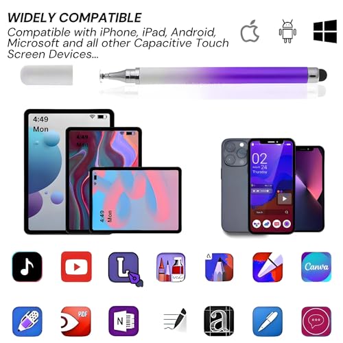 Image of 2-Way Dual-Sided Stylus Pen for All Touch Screen Devices Android Mobile Phones Tablets Pads Smartphones - Purple Gradient