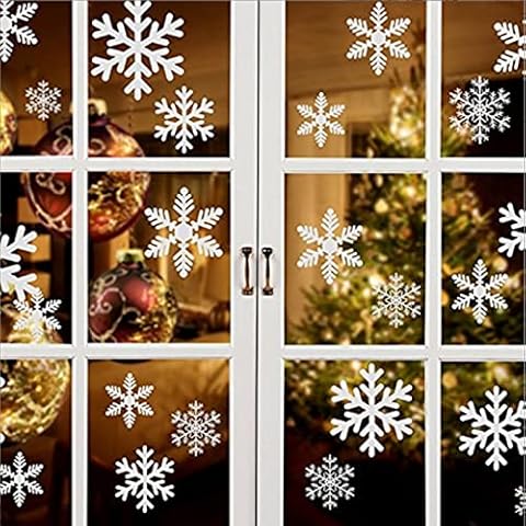 Pontedinvoy Christmas Decorations,Snowflake Window Stickers,Christmas Window Decorations,Christmas Window Stickers,Christmas Decorations Indoor,Snowflake Window Stickers for Christmas Window Cover