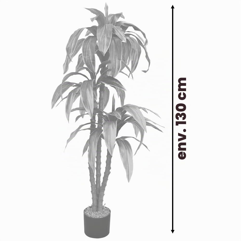 Dragonnier Dracéna Plante Artificielle Artificiel Plastique avec Pot 130cm Decovego