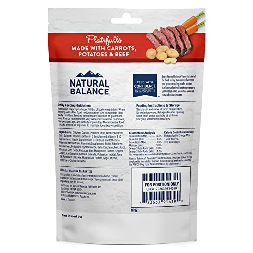 Natural Balance Platefulls Homestyle Adult Grain-Free Wet Dog Food, Tender Carrot, Potato & Beef Recipe Cooked in Bone Broth, 9 Ounce (Pack of 12)