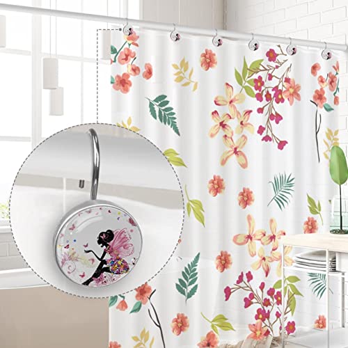 Crochets rideau de douche inox robustes | Décor fleuri chic - 5