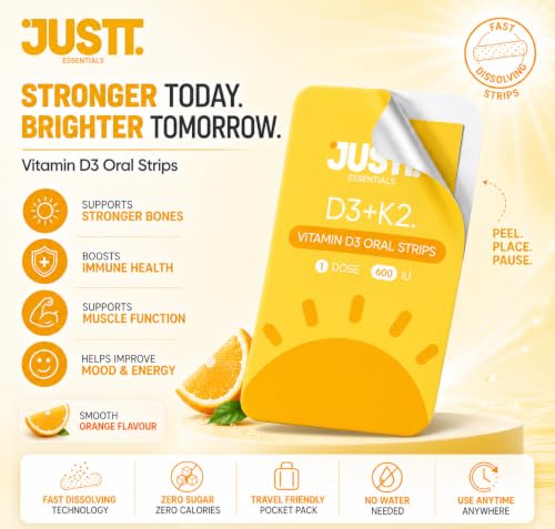 Image of JUSTT ESSENTIALS Discovery Trial Oral Strips Combo | Melts into Peaceful Nights | Healthy Hair Skin & Nails | Daily Sunshine Vitamin D3 | 5 Each | 15 Fast Dissolving Vegan Sugar-Free Films