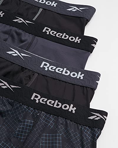 Reebok Men's Active Underwear - Performance Boxer Briefs (4 Pack), Size Large, BlackBlue Ink2