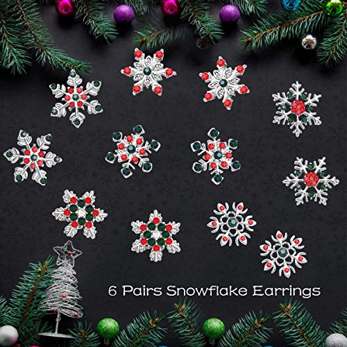 Snowflake Earrings For Women Girls Rhinestone Snowflake Stud Earrings Winter Holiday Earring Set Christmas Festive Jewelry Set (Style B) #TOP4