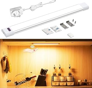 WOBANE Under Cabinet Lighting, Plug in LED Light Bar, Hand Wave Sensing,60cm Super Bright Cabinet Lights Kit for Kitchen,Shelf,Bookcase,Display,Counter,Tunable 2700K-6500K, 1pack