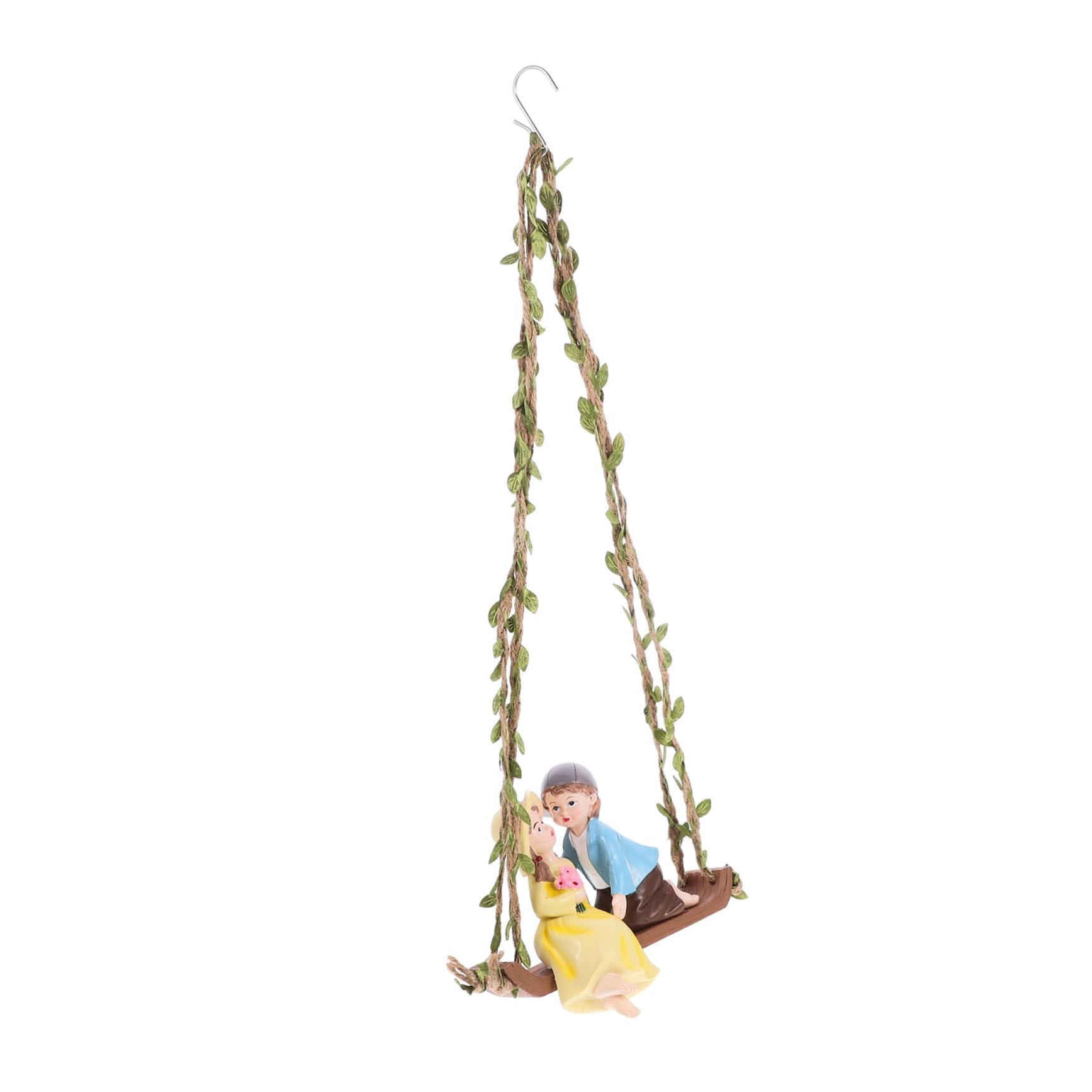 Toyvian 2 Stück Gartenfigur mit Schaukel Resin Miniatur Deko für Garten und Terrasse Romantische Hanging Swing Statue für zur Einweihung für Gartenliebhaber