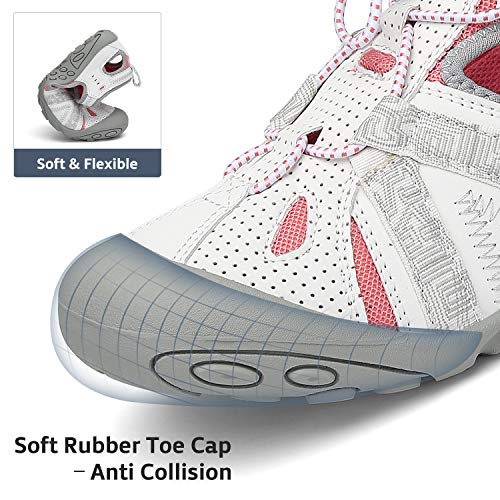 Saguaro Women Athletic Sandals Closed Toe Hiking Sandal Lightweight Outdoor Sports Sandal Summer Hiking Shoes White #TOP25