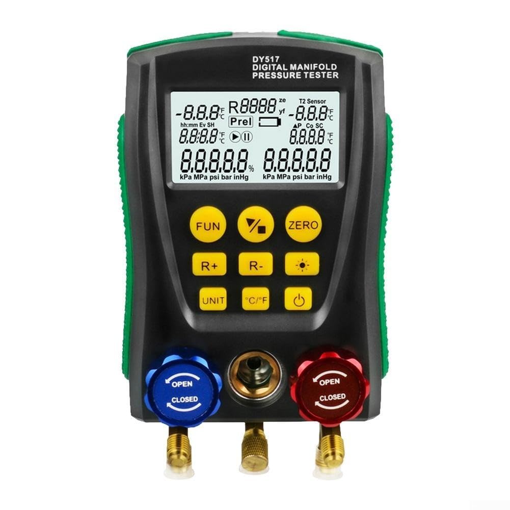 AC System - Manómetro digital con 60 perfiles precargados, incluyendo para R134a R22 R12 R502 R410A R404A R32 R407C (A)
