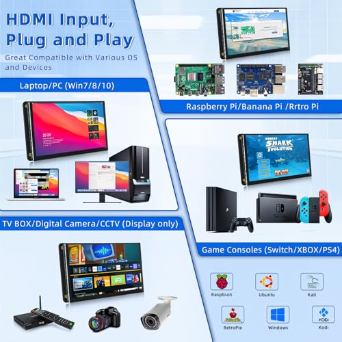 Image of HAMTYSAN 5 Inch IPS Touch Screen Display 800x480 HDMI Monitor for Raspberry Pi 5 /4 /3 /2, Laptop, PC - Portable & Wide Viewing Angle