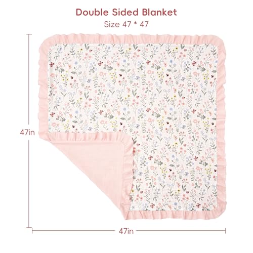 david's kids 100% Muslin Cotton Flounce Baby Blanket for Girls, 47‘’x47'' by david's kids - Image 7