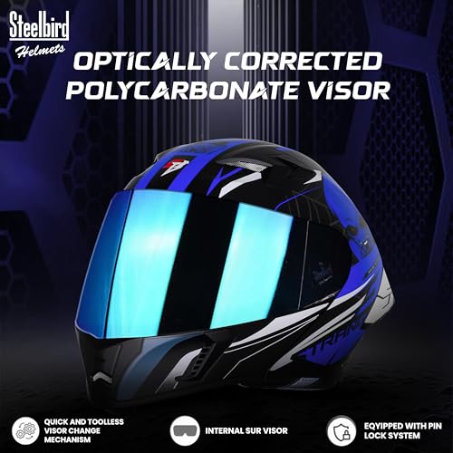Image of Steelbird SBA-20 Strange ISI Certified Flip-Up Graphic Helmet for Men with Inner Silver Sunshield