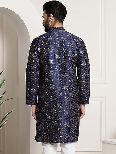 Image of SOJANYA Men's Silk Blend Kurta with Paisley Design