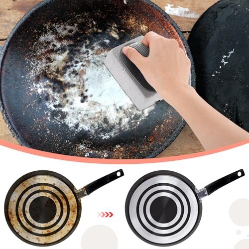 Fentar 4Pcs Grill Cleaning Brick, Pumice Stone with Handle for Cleaning, Nature Cleaner Pumice Stone Set, Griddle Stone Cleaner Brick Block for Cleaning Supplies, Sink, BBQ, Bathroom and Pool - Image 5