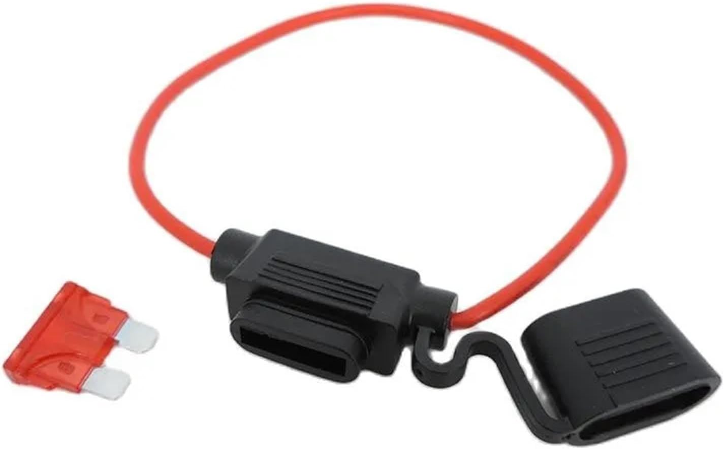 Medium Car Waterproof Fuse Holder Socket Cable 10awg 12awg 14/16AWG for Auto Motorcycle Motorbike Blade Fuse(20A,12awg Medium,1pcs)