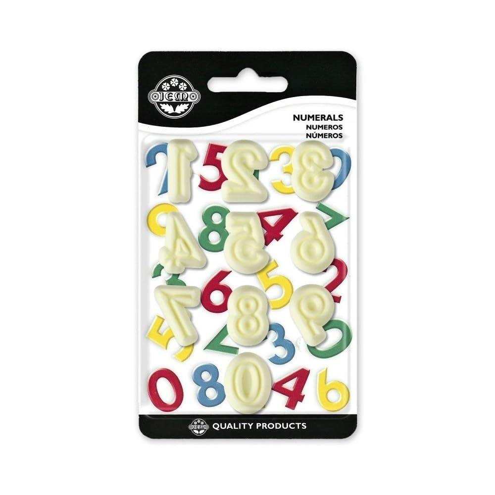 Pme Off-White Jem Numeral Cutters For Sugarcraft And Cake Decorating, Set Of 10,