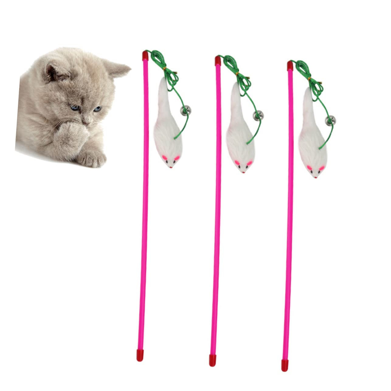 Yardwe 3sets Interaktive Plüsch Katze Spielzeug Kätzchen Teaser Stick Spielzeug Präsentieren 5 Stücke * 3