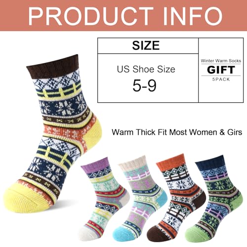 Image of kissleaf Thick Warm Fuzzy Socks for Women 5 Pairs Fluffy Cozy Womens Socks Winter Cute Slipper Socks for Women Gift