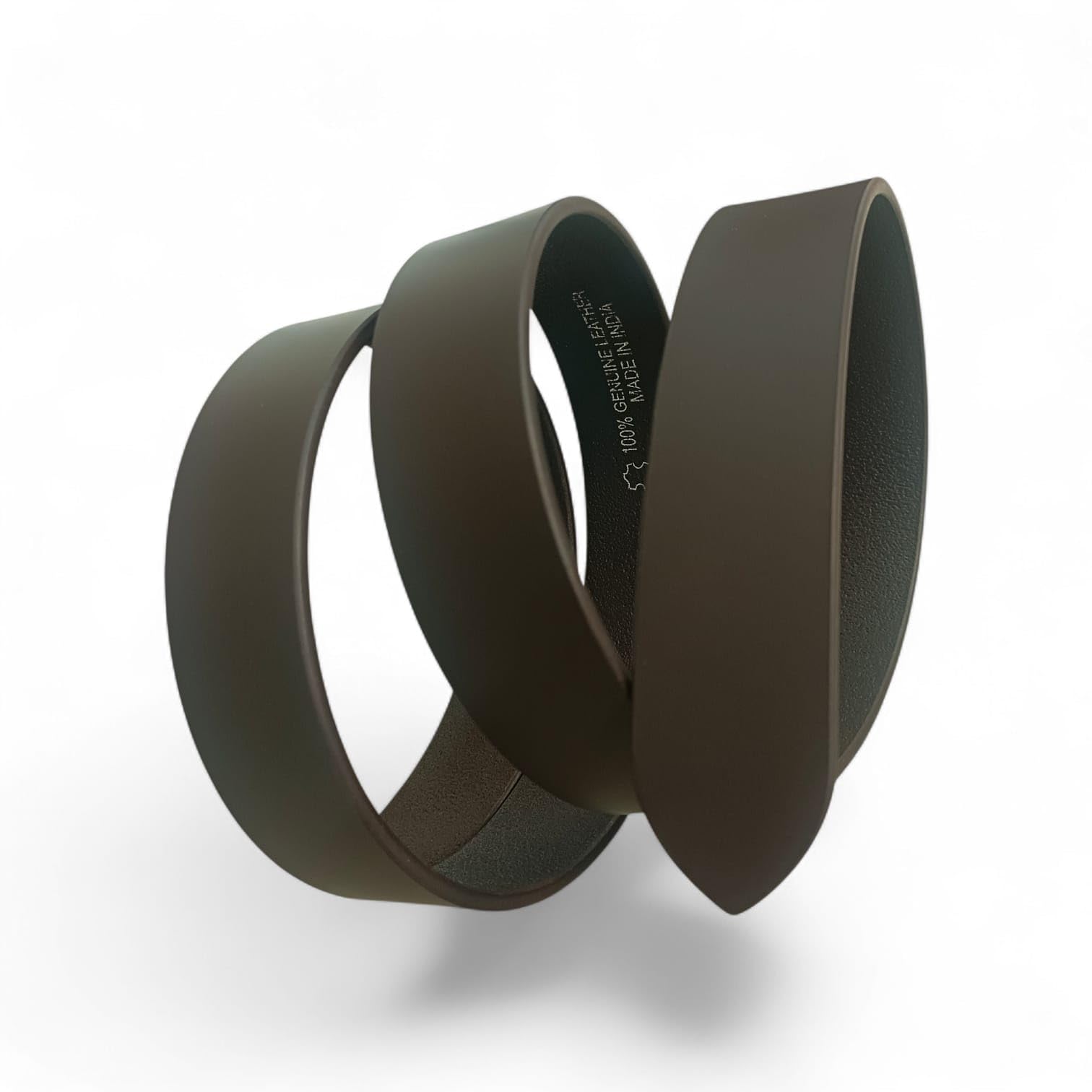 Men's Genuine Leather Belt Strap for Men Without Buckle, Hole less Formal Casual Party Business Jeans Wear Boys Gents Width-35mm Brown-image-38