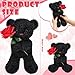Civaner Valentine Bear Stuffed Animal Gift with Rose Funny Cute Bear Stuffed Animal Plush Gift for Valentine Mother Birthday Wedding Christmas, 11.8 Inches(Black)