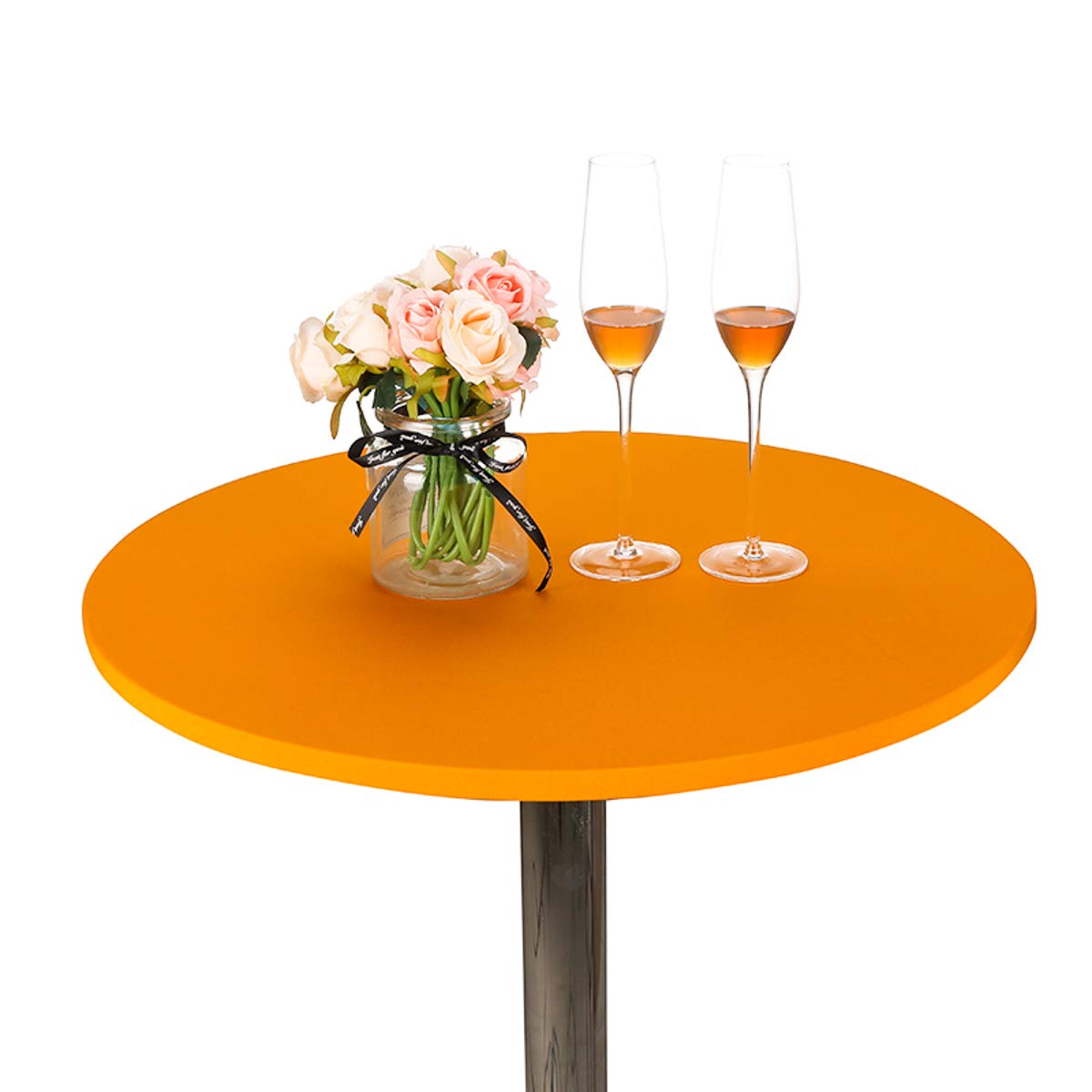 JISEN Cocktail Spandex Round Tablecloth Fitted Stretchable Table Cap 24 Inch A-Golden Yellow