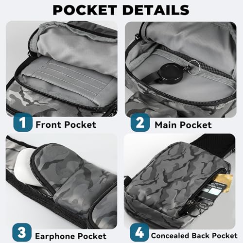 Image of Sling Bag, Crossbody Bag with Zipper Lock, RFID & Water Resistant for Women and Men Small Chest Bag for Travel Casual