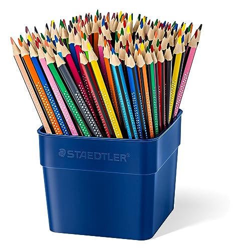 STAEDTLER Buntstifte, hohe Bruchfestigkeit und ergonomische Soft-Oberfläche, Köcher mit 144 Buntstiften in 12 Farben, 187 T144