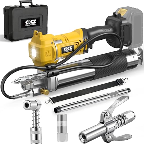 CICZ Electric Grease Gun Compatible with DeWalt 20V Battery Variable Speed Triggers 10000 PSI High-Pressure Cordless Grease Gun Works with Bulk & Cartridge Grease 39 Hose & 4 Couplers (Tool Only)