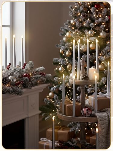 Image of Funtery 48 Pcs Flameless LED Taper Candles Battery Operated Candles Bulk Realistic LED Candlesticks Flickering for Wedding Church Party Home Decor(Silver,11 Inch,Classic Style)