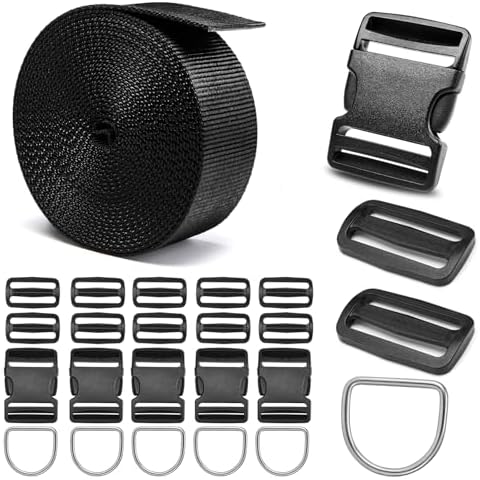 BEYOURD 2 inch Plastic Buckles Webbing Straps Metal D Rings Comb Set Cover
