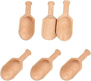 6 Pcs 1.2 x 3.1 inchs Mini Wooden Scoops Small Bath Salts Spoon Candy Spoon for Spices Tea Coffee Beans