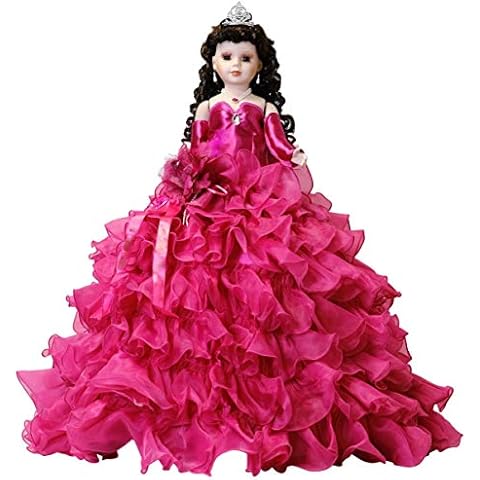 Kinnex Collections by Amanda 28" Porcelain Quince Anos Quinceanera Umbrella Last Doll Muneca Centerpiece ~ KW28300-9 (Fushia) Cover