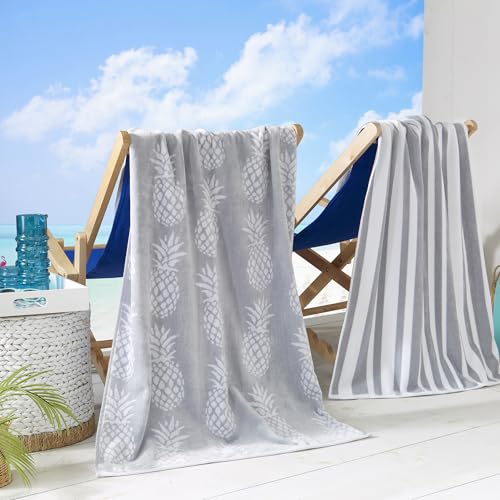 Great Bay Home 100% Cotton Beach Towels - 2 Pack of 30 x 60' Pool Towels - Absorbent &...