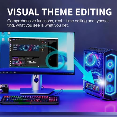 Image of Dpofirs 9.2 Inch FHD PC Temperature Display Panel, Computer Secondary Screen with Dynamic Video Themes and Single Cable Setup for CPU GPU Monitoring and Custom Desktop Setup (Black)