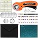 MOOING Cúter Giratorio Set,Set Base de Corte,Cortador de tela de 45mm, incluye cuchillas adicionales,Alfombrilla de corte,Regla de Patchwork,Clips de Costura, para costura, tela, cuero, papel, etc