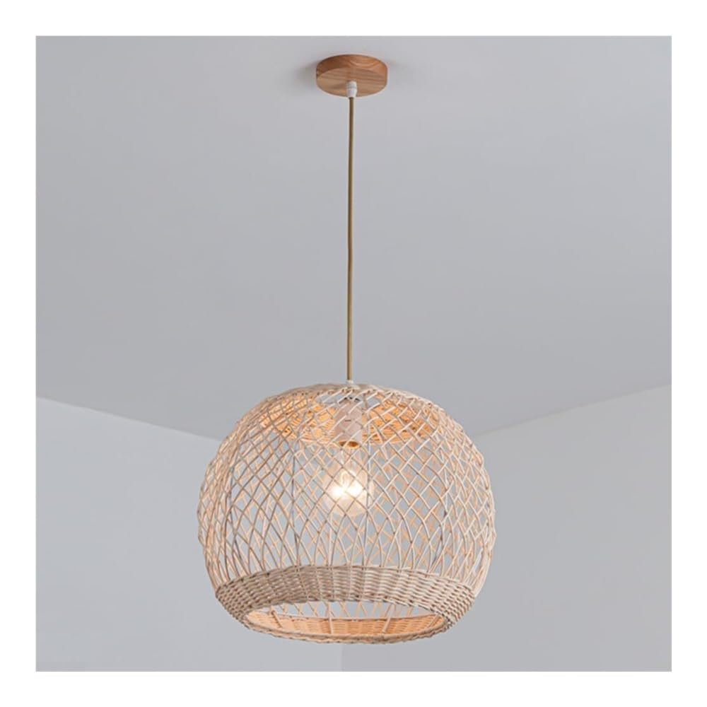 TONFON Handwoven Woven Rattan Ball Shade Chandelier