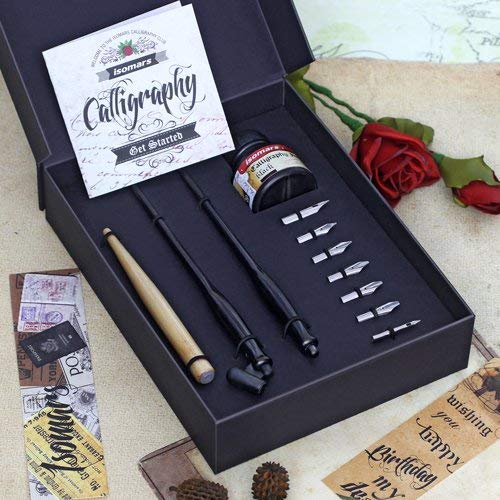 Isomars Calligraphy Pen Set For Beginners For Copperplate Calligraphy with Dip Nibs & Flex Nib, Holders and Calligraphy Ink - Victoria-image-24