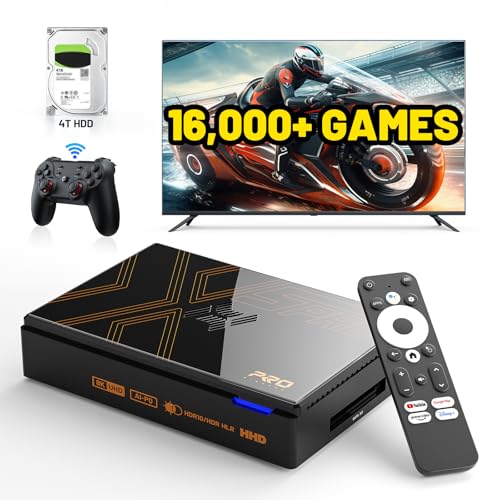 Kinhank Super Console X5 PRO Retro Gaming Console with 16000+Games,Android 12.0 OS,Emulator System,8K UHD Output,WI-FI 6,BT 5.0,SATA 3.1,AV1,Rock Chip RK3588S,Gigabit Ethernet,Wireless Controller