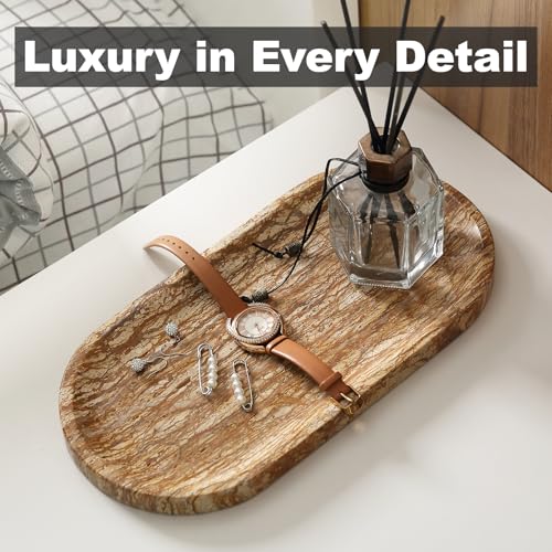 Koville Turkish Natural Marble Tray, 12"x6" Vanity Decorative Tray for Countertop Organizer, Catchall Tray for Perfume, Candles, Jewelry Dish by Koville - Image 4