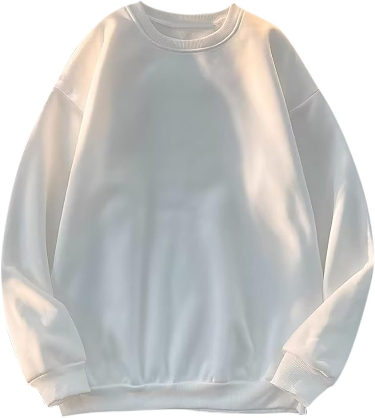 Men's Crewneck Basic Sweatshirt Solid Pullover Casual | Solid Crewneck Sweatshirt With Ribbed Cuffs And Hem For Relaxed Layering, Lounging, Travel, And Daily Outfits