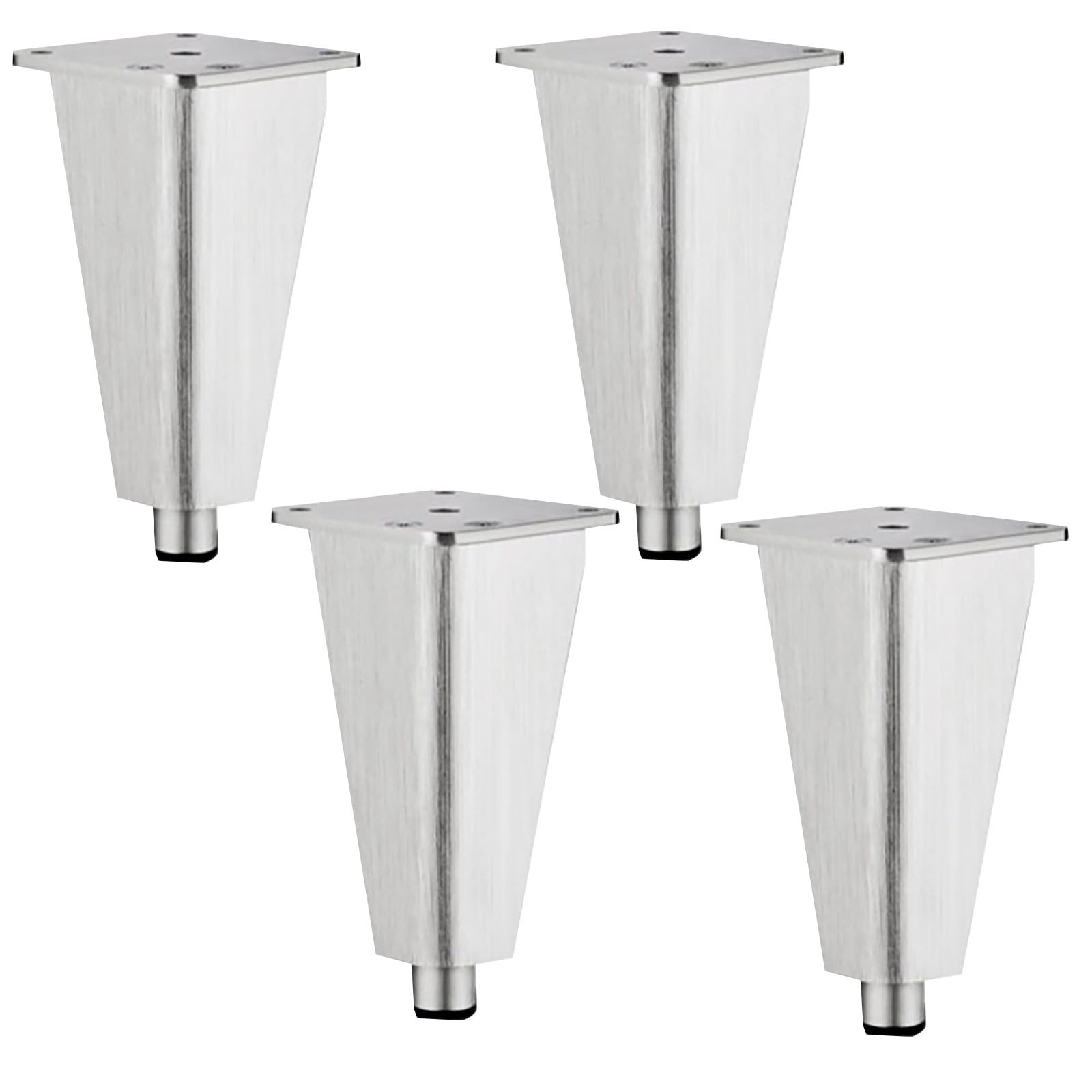 Patas de sofá ajustables de aluminio de 20 cm, juego de 4 patas plateadas para muebles y sofás, fácil de instalar con tornillos, perfecto para decoración del hogar y el baño