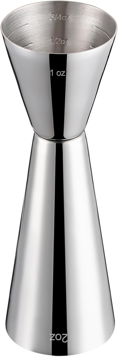 Briout Jigger for Bartending, Double Cocktail Jigger Japanese Premium 304 Food Grade Stainless Steel Jigger 2 OZ 1 OZ with Measurements Inside, Flat Edge