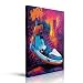 Banksy Graffiti Canvas Wall Art, Perfect For Decorating a Teenage Boy's Room; Urban Art Sneaker Canvas Wall Decoration, Cool Sports Poster, Stylish Neon Sneaker Bedroom Decor. Ready to hang (12''x16'')