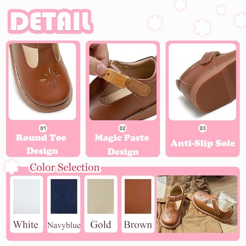 Image of Flaryzone Toddler Little Girl Mary Jane School Uniform Oxfords Flat Dress Shoes