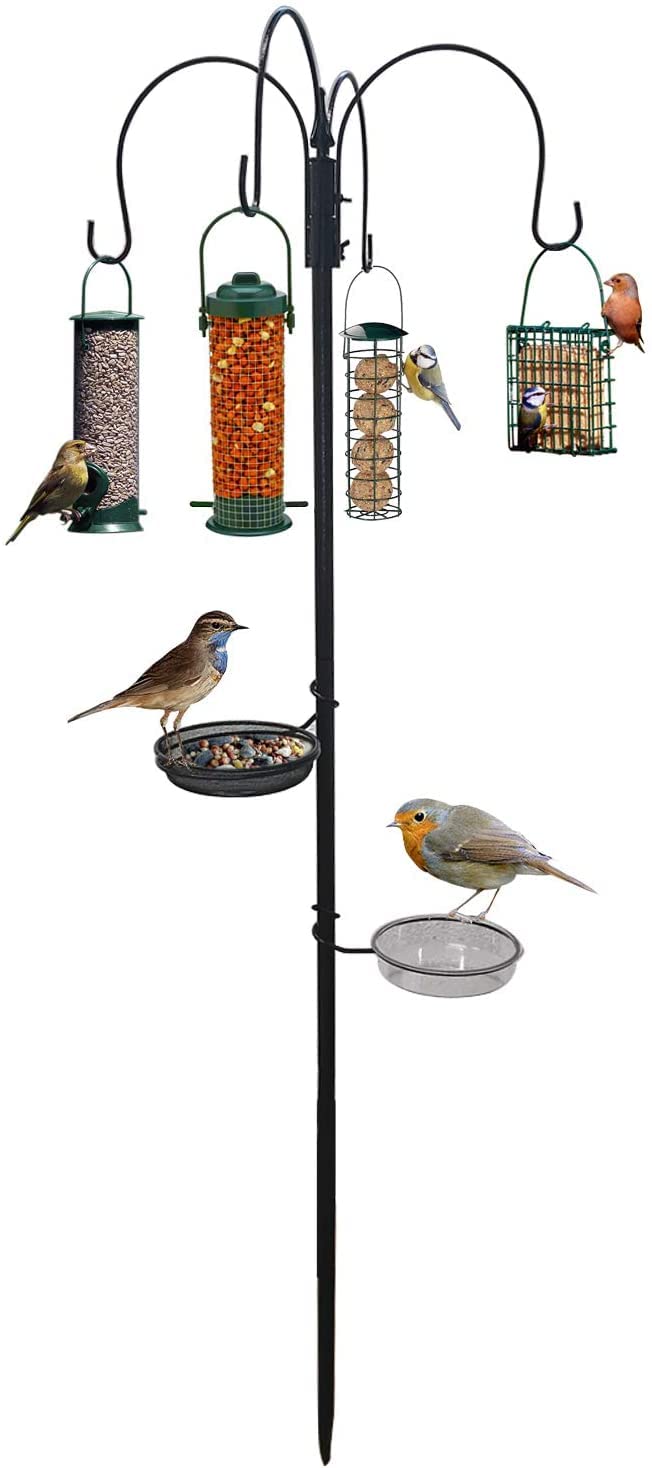 Wild Bird Feeding Station With Hanging Feeder Garden Water Bath Seed Tray 4 Pole by Crystals®