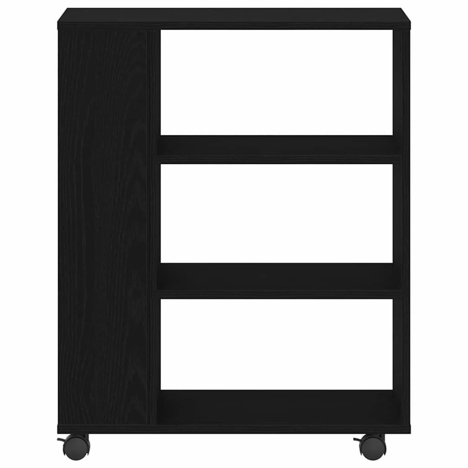 Aufbewahrungsschrank mit Rollen Schwarz Eichen-Optik Holzwerkstoff 60x35x75 cm 3 Fächer für Büroorganisation