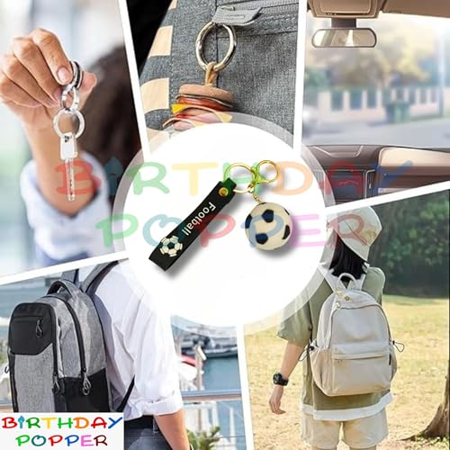 Image of Birthday Popper 5 Pcs Football Keychain Set as Birthday Return Gift - Sports-Themed Keychains with Strap, Metal Hook & 3D Mini Ball Design - Ideal for Football Lovers
