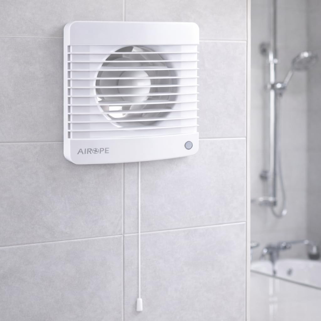150 mm Ventilateur Extracteur d'Air VMC avec Interrupteur à Tirette, Clapet Anti-Retour + Moustiquaire, pour Salle de Bain, Cuisine, WC, Silencieux, Garantie 5 Ans