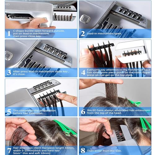 Kit extensions de cheveux 6D pour pose rapide 5 broches et retrait sans trace